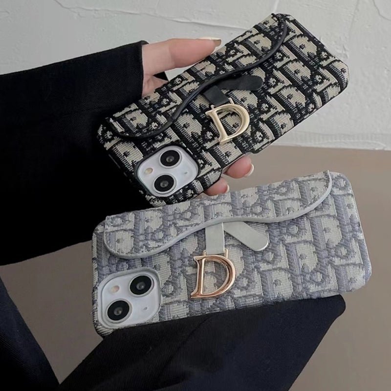 Classic Luxury CD Gray iPhone Case With Card Holder - The Luxe Case