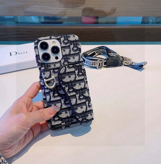 Dior Montaigne Card Holder Phone Case Embroidered Strap - The Luxe Case
