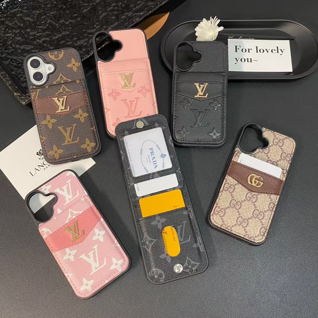 LV & GG Luxury Monogram iPhone Case with Card Holder - The Luxe Case