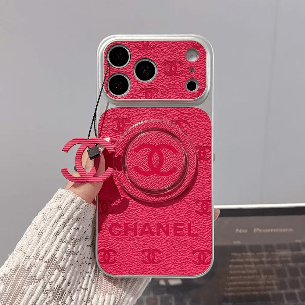 Chanel Embossed Monogram MagSafe Ring Holder Premium Leather Luxury Phone Case - The Luxe Case