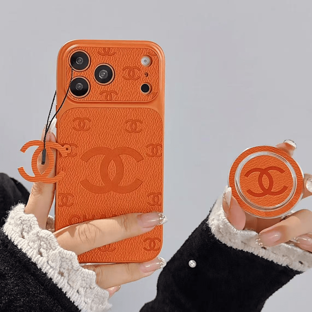 Chanel Embossed Monogram MagSafe Ring Holder Premium Leather Luxury Phone Case - The Luxe Case