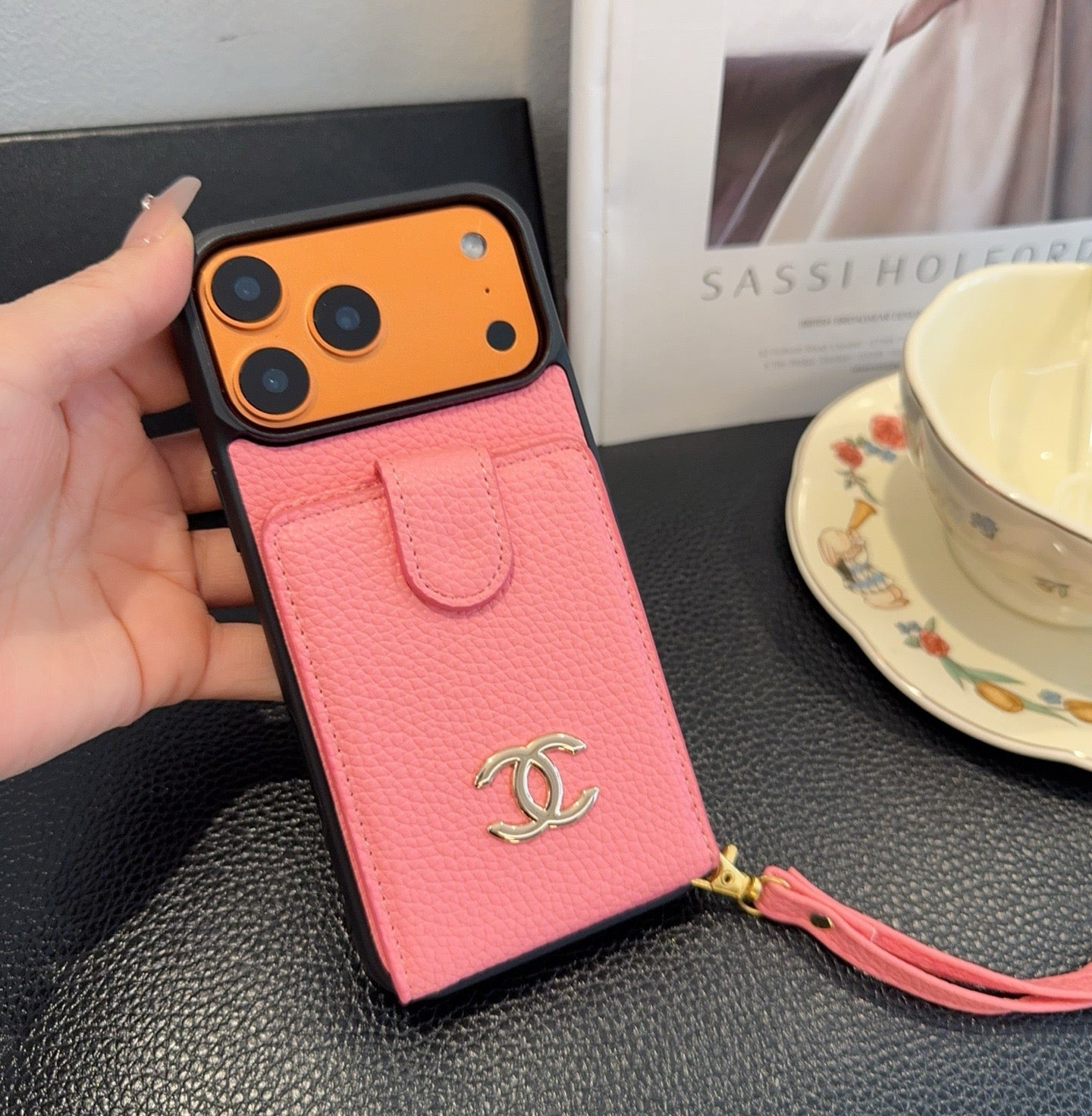 Chanel Style Leather Flip Card Holder Crossbody Phone Case - The Luxe Case