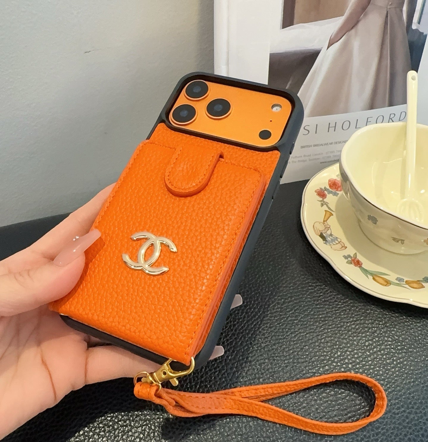 Chanel Style Leather Flip Card Holder Crossbody Phone Case - The Luxe Case