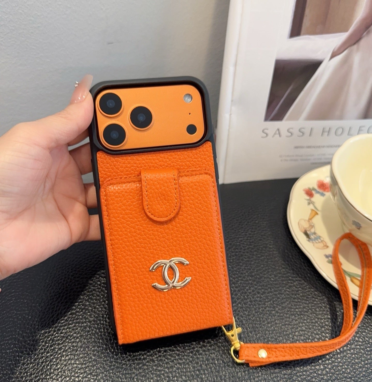Chanel Style Leather Flip Card Holder Crossbody Phone Case - The Luxe Case