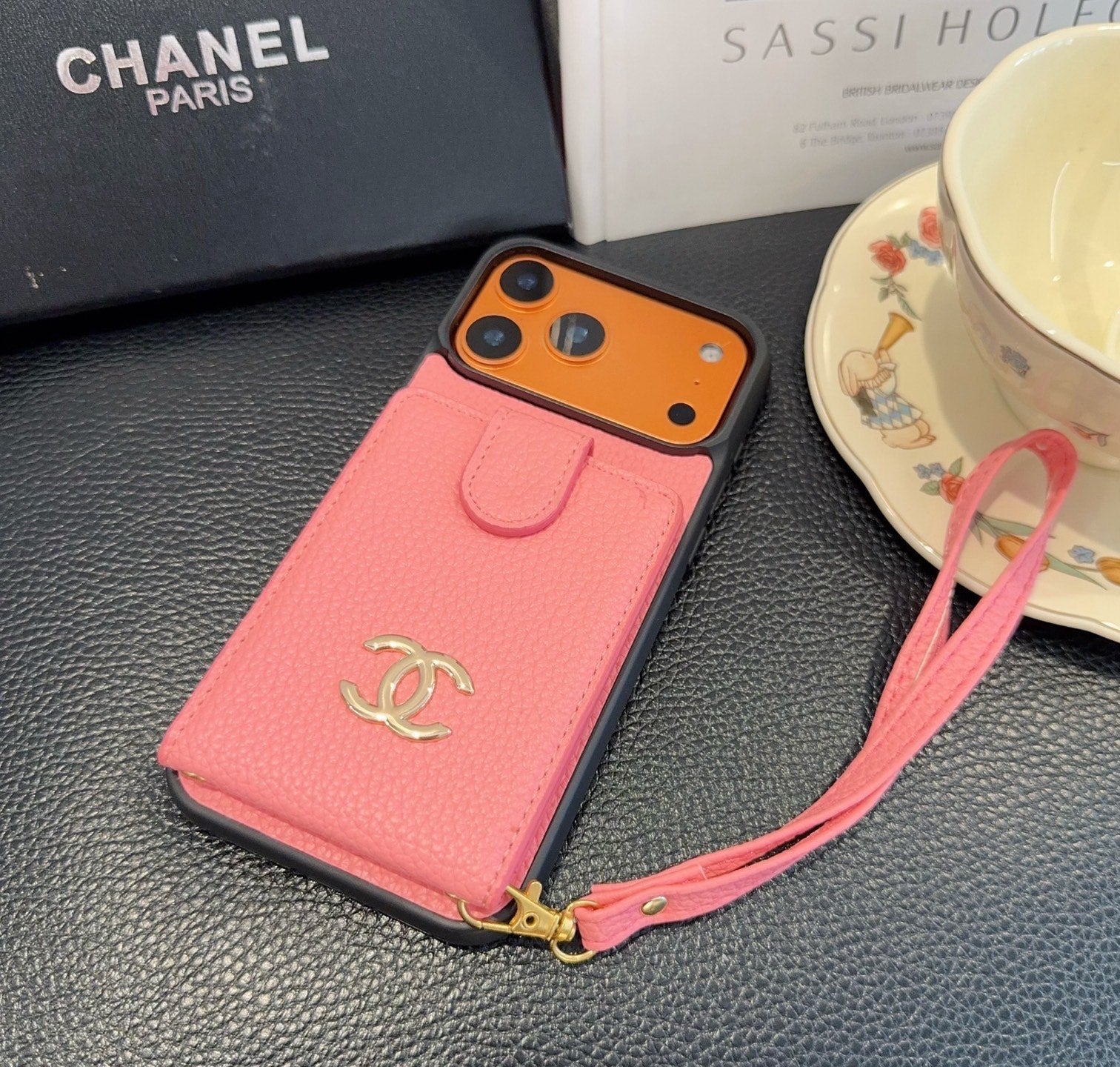 Chanel Style Leather Flip Card Holder Crossbody Phone Case - The Luxe Case