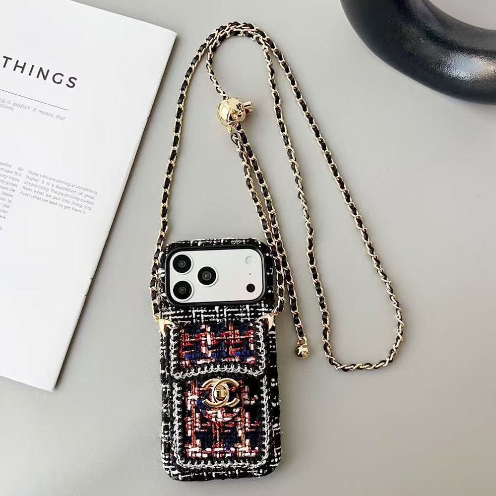 Chanel Style Tweed Quilted Card Holder Wallet Luxury Phone Case - The Luxe Case