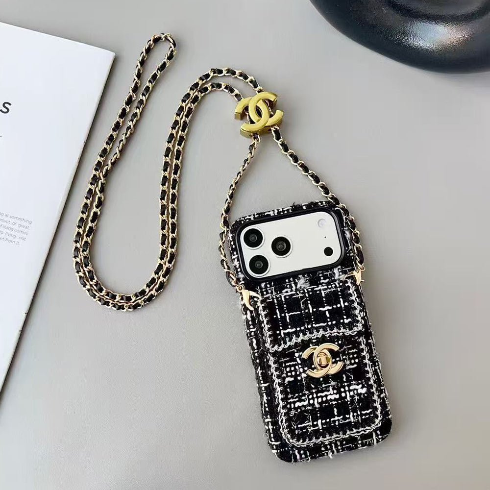 Chanel Style Tweed Quilted Card Holder Wallet Luxury Phone Case - The Luxe Case