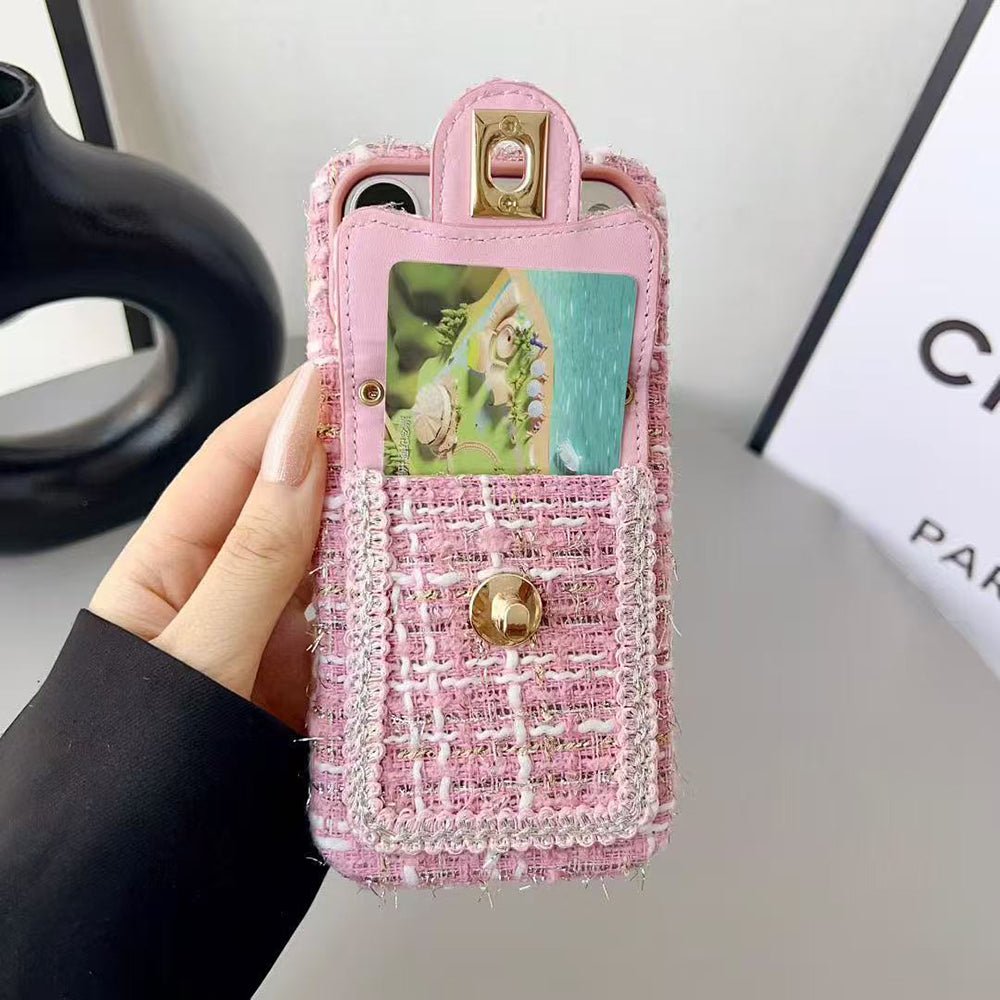 Chanel Style Tweed Quilted Card Holder Wallet Luxury Phone Case - The Luxe Case