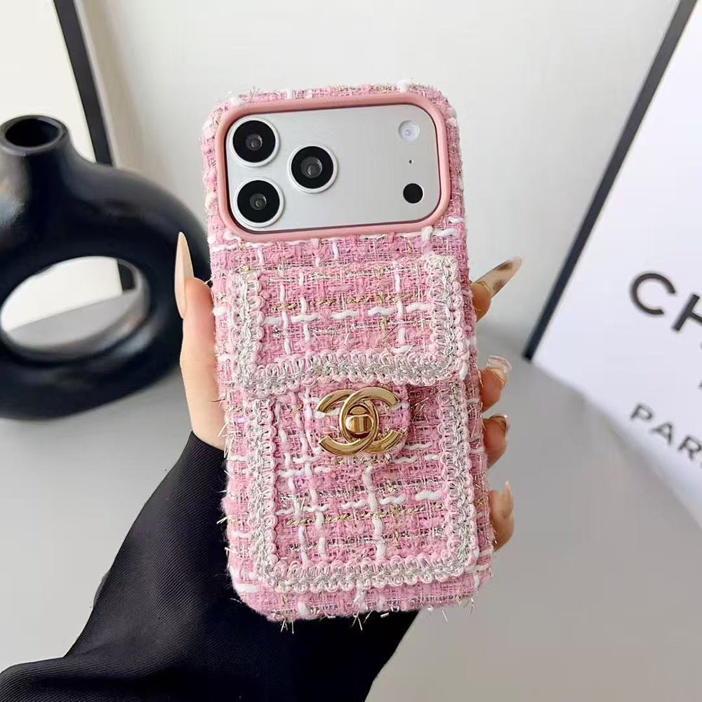 Chanel Style Tweed Quilted Card Holder Wallet Luxury Phone Case - The Luxe Case
