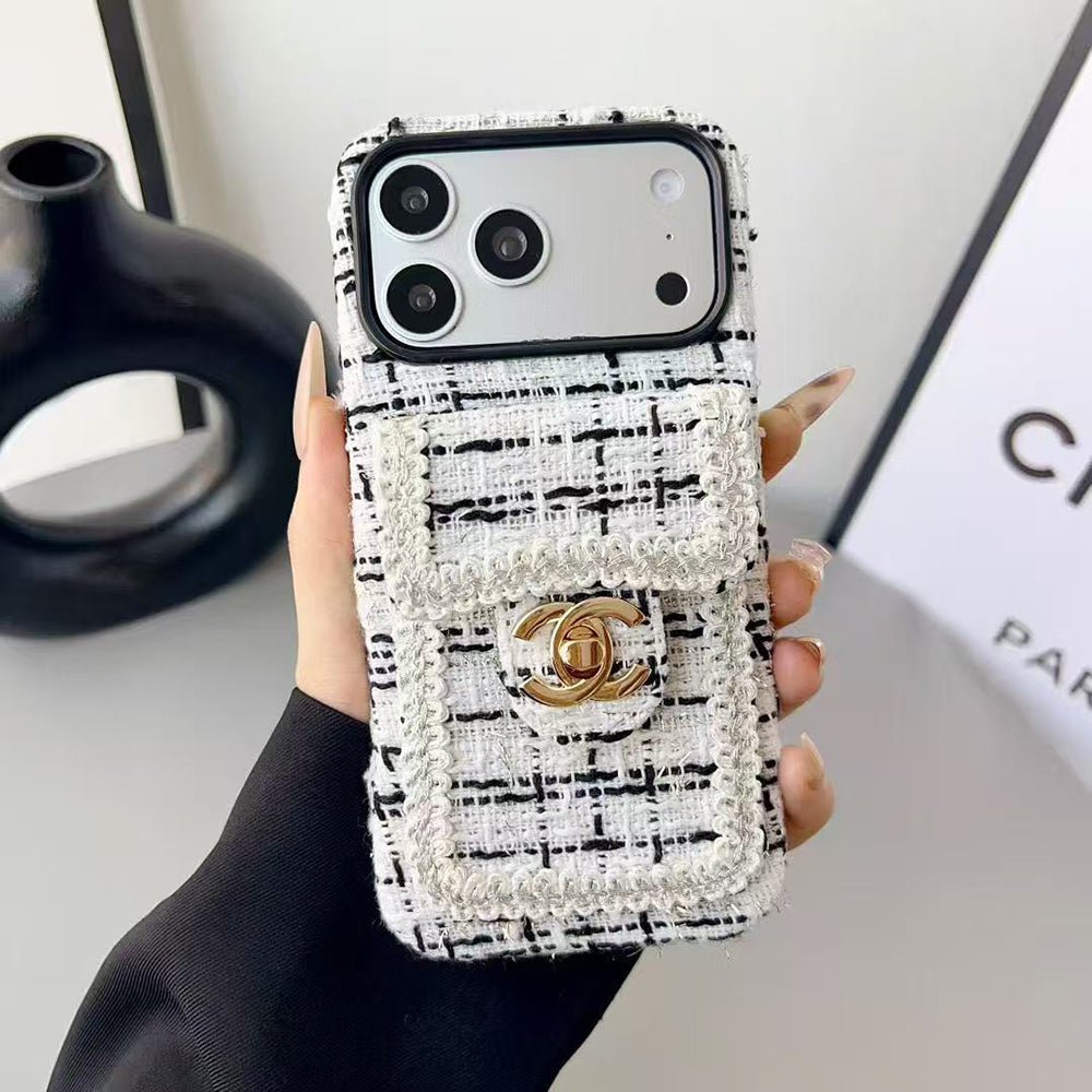 Chanel Style Tweed Quilted Card Holder Wallet Luxury Phone Case - The Luxe Case