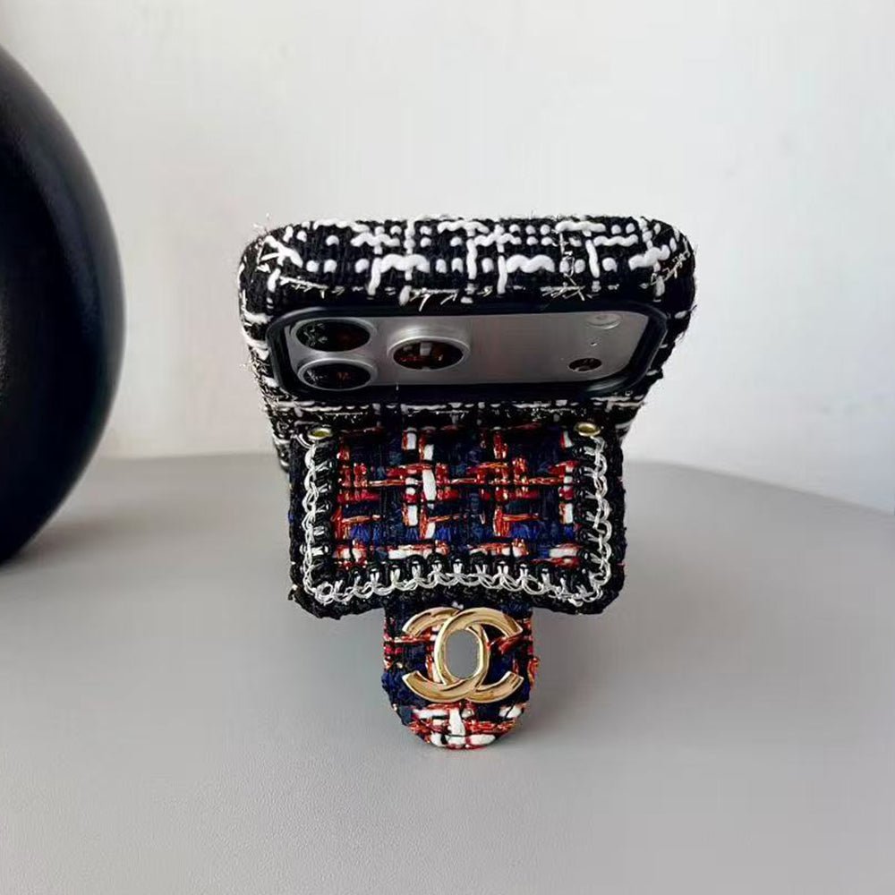 Chanel Style Tweed Quilted Card Holder Wallet Luxury Phone Case - The Luxe Case