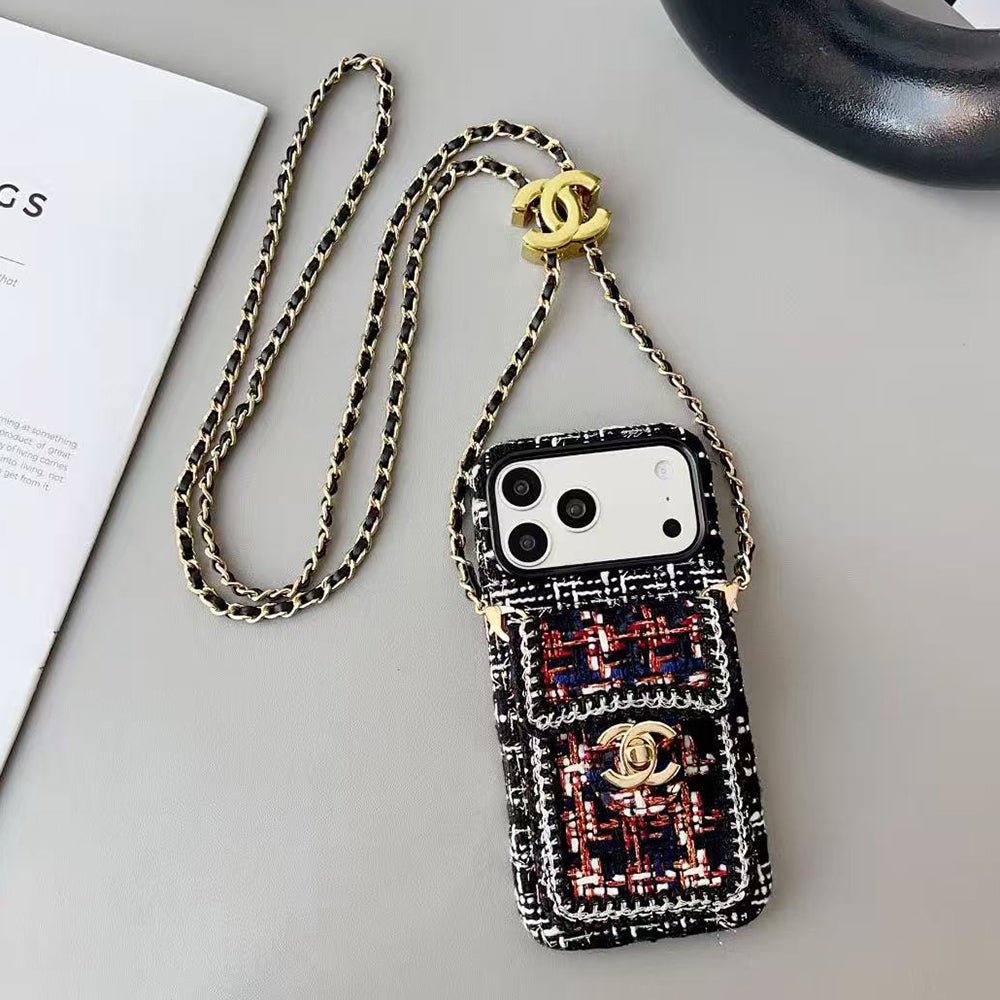 Chanel Style Tweed Quilted Card Holder Wallet Luxury Phone Case - The Luxe Case