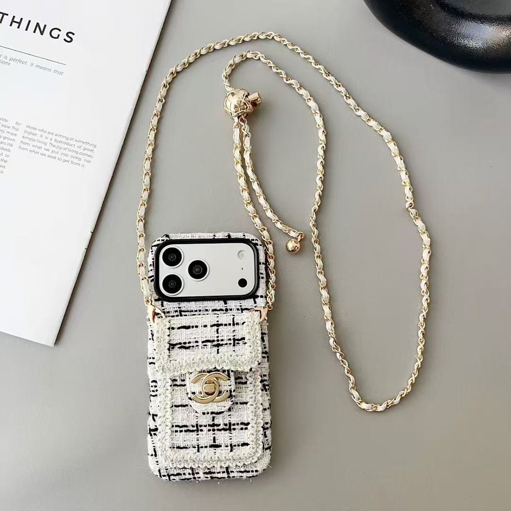 Chanel Style Tweed Quilted Card Holder Wallet Luxury Phone Case - The Luxe Case