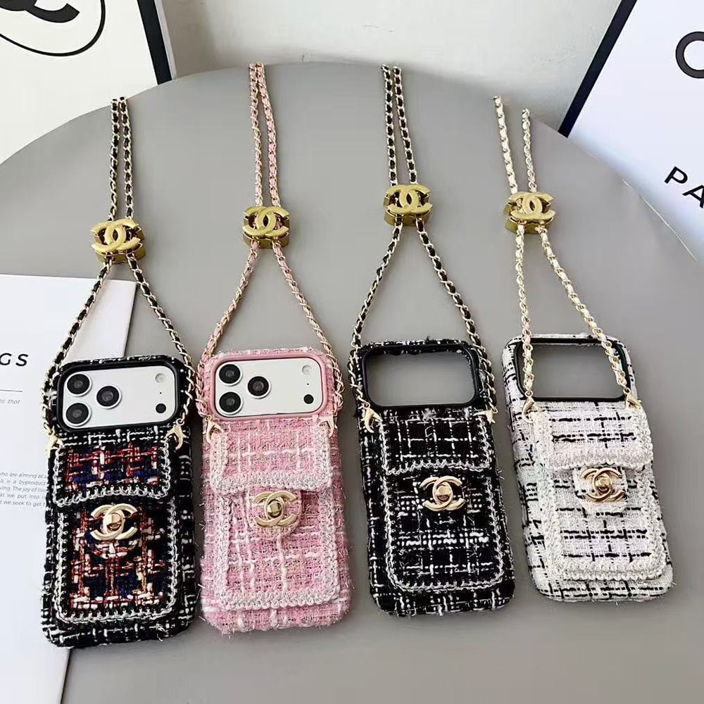 Chanel Style Tweed Quilted Card Holder Wallet Luxury Phone Case - The Luxe Case
