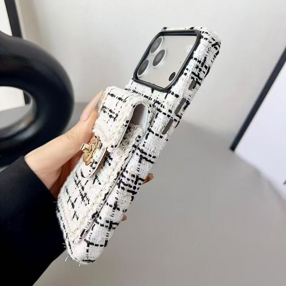 Chanel Style Tweed Quilted Card Holder Wallet Luxury Phone Case - The Luxe Case