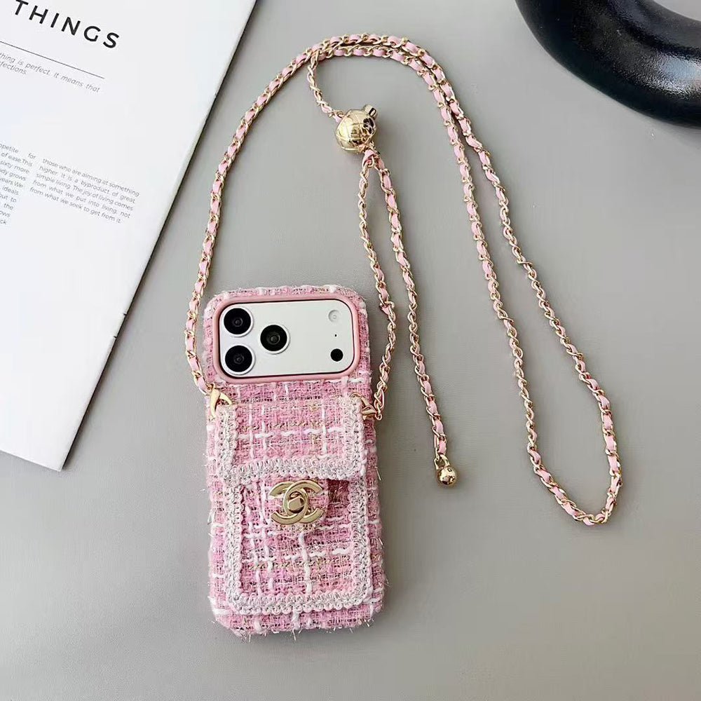 Chanel Style Tweed Quilted Card Holder Wallet Luxury Phone Case - The Luxe Case