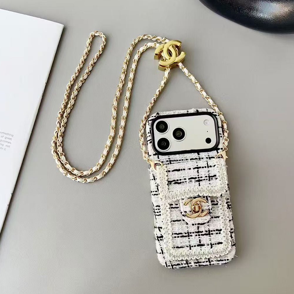 Chanel Style Tweed Quilted Card Holder Wallet Luxury Phone Case - The Luxe Case