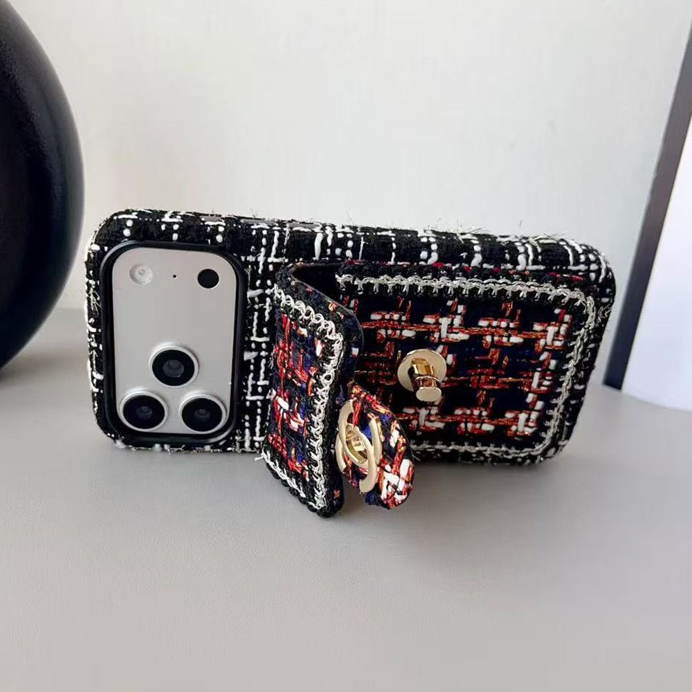 Chanel Style Tweed Quilted Card Holder Wallet Luxury Phone Case - The Luxe Case