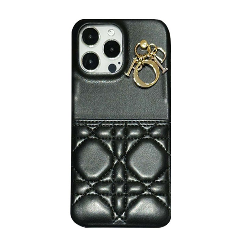 Classic CD Gray Leather iPhone Case With Card Holder - The Luxe Case