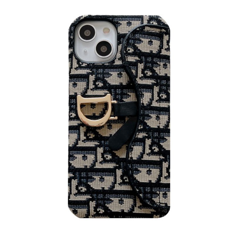 Classic Luxury CD Gray iPhone Case With Card Holder - The Luxe Case