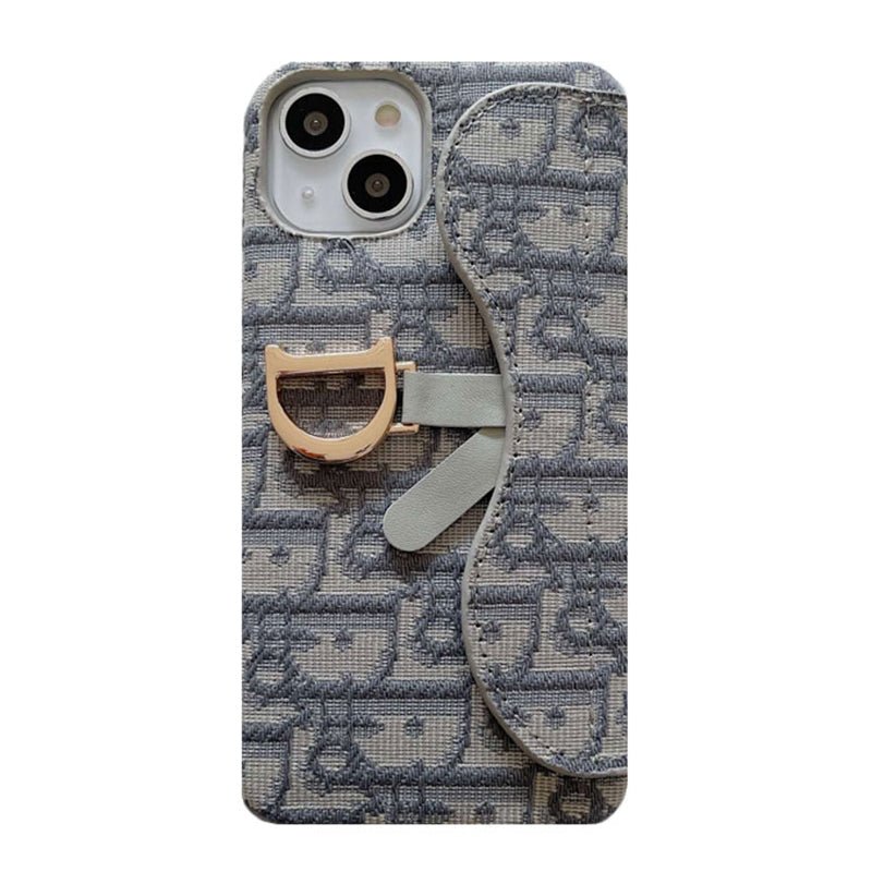 Classic Luxury CD Gray iPhone Case With Card Holder - The Luxe Case