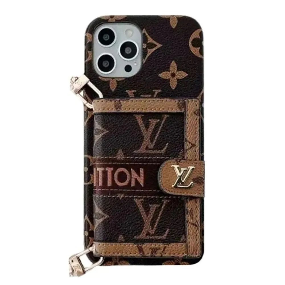 Classic V Leather iPhone Wallet Case With Crossbody Strap - The Luxe Case