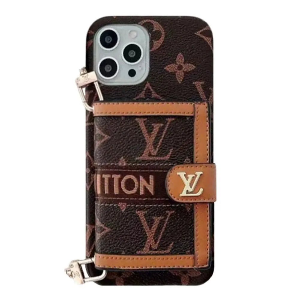 Classic V Leather iPhone Wallet Case With Crossbody Strap - The Luxe Case