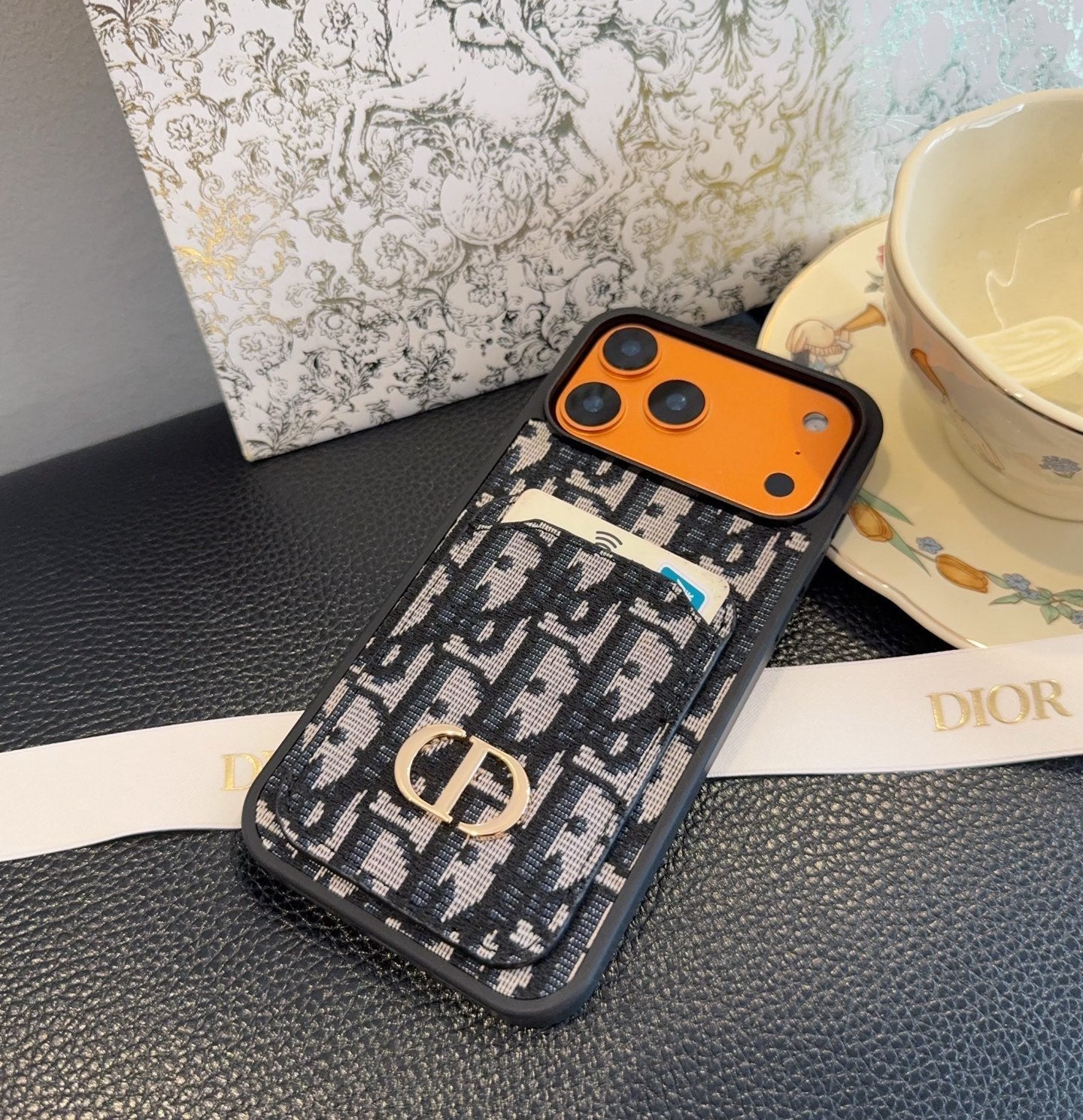Dior Card Holder Fabric Full-Cover Phone Case - The Luxe Case