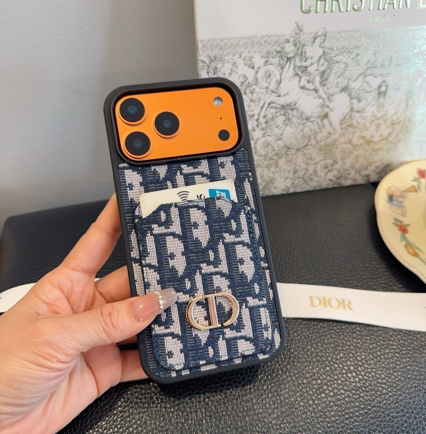 Dior Card Holder Fabric Full-Cover Phone Case - The Luxe Case