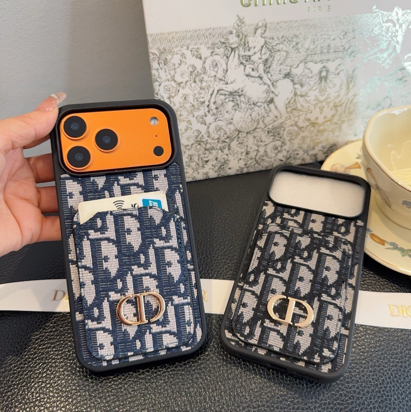 Dior Card Holder Fabric Full-Cover Phone Case - The Luxe Case
