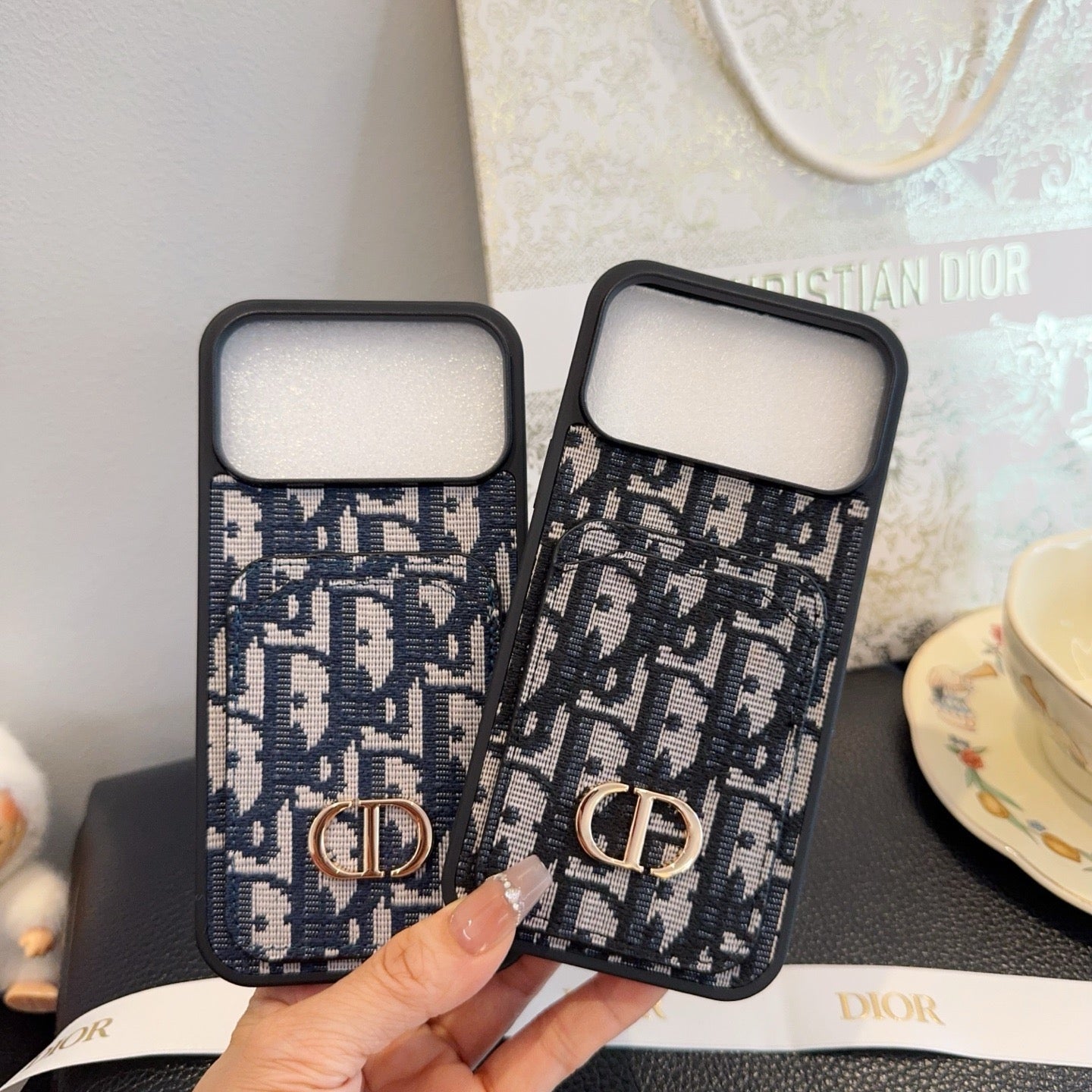 Dior Card Holder Fabric Full-Cover Phone Case - The Luxe Case