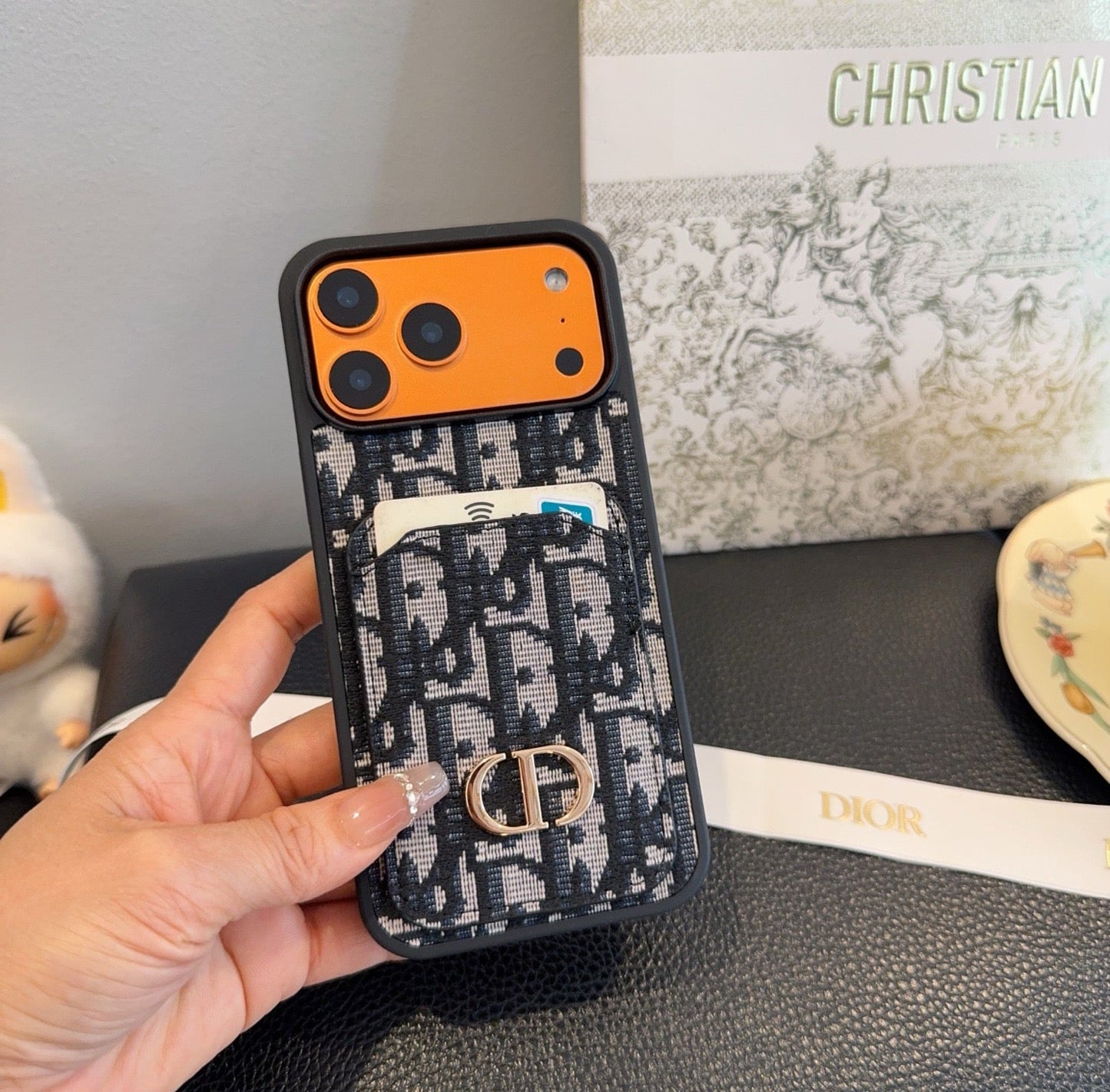 Dior Card Holder Fabric Full-Cover Phone Case - The Luxe Case