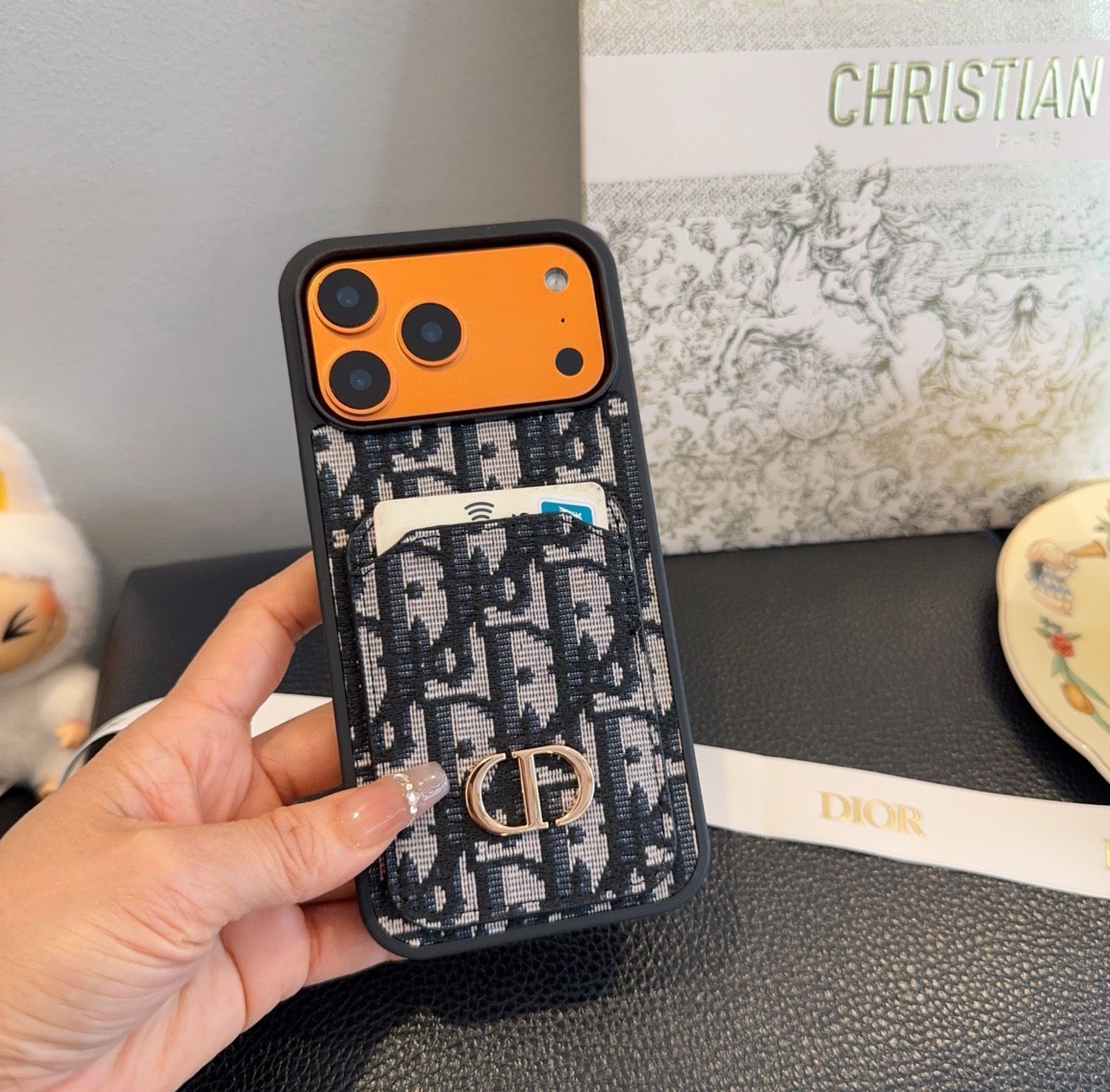 Dior Card Holder Fabric Full-Cover Phone Case - The Luxe Case