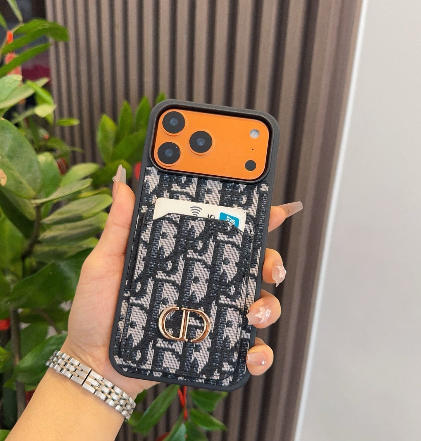Dior Card Holder Fabric Full-Cover Phone Case - The Luxe Case