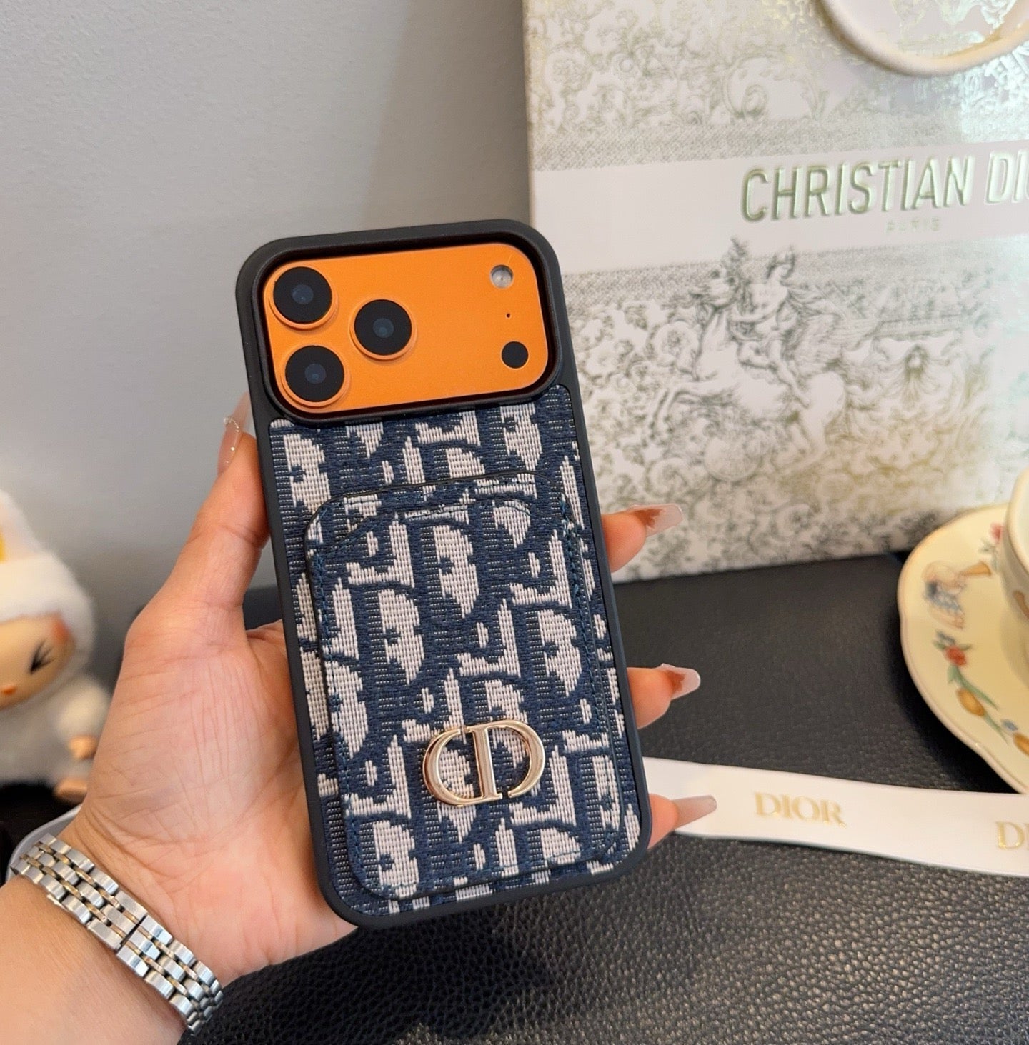 Dior Card Holder Fabric Full-Cover Phone Case - The Luxe Case