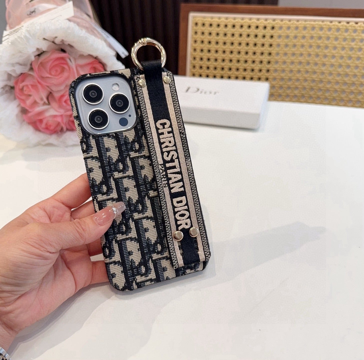Dior Embroidered Fabric Card Holder Phone Case - The Luxe Case