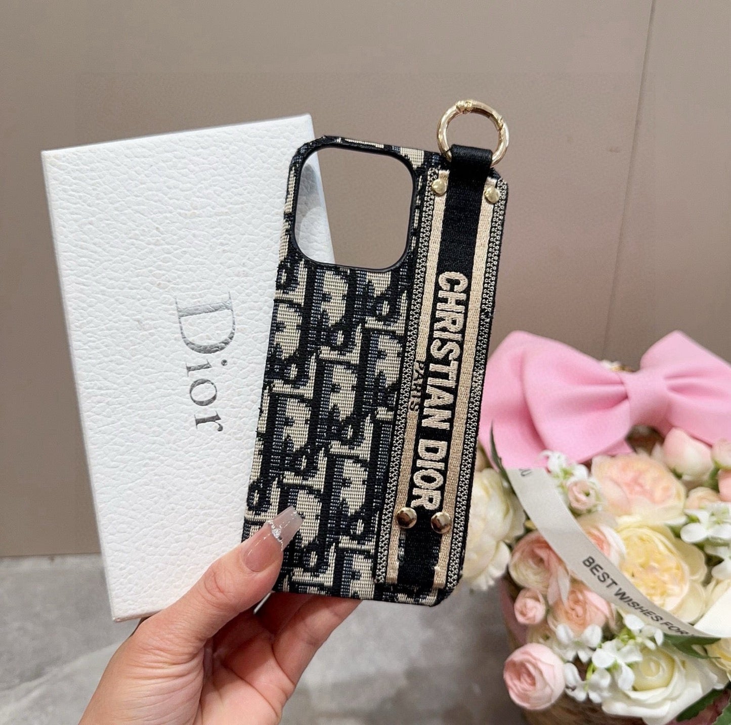 Dior Embroidered Fabric Card Holder Phone Case - The Luxe Case