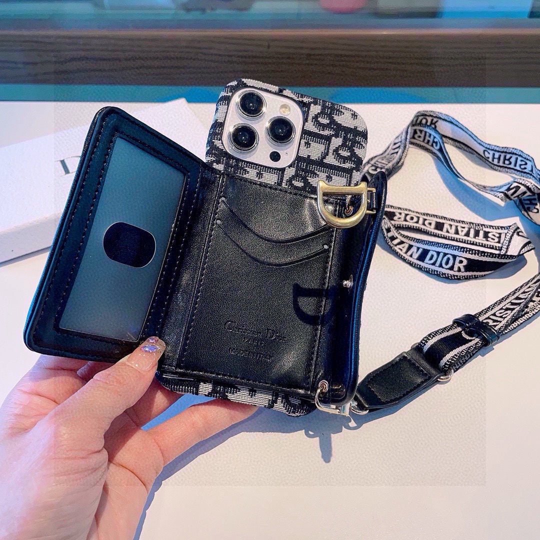 Dior Montaigne Card Holder Phone Case Embroidered Strap - The Luxe Case