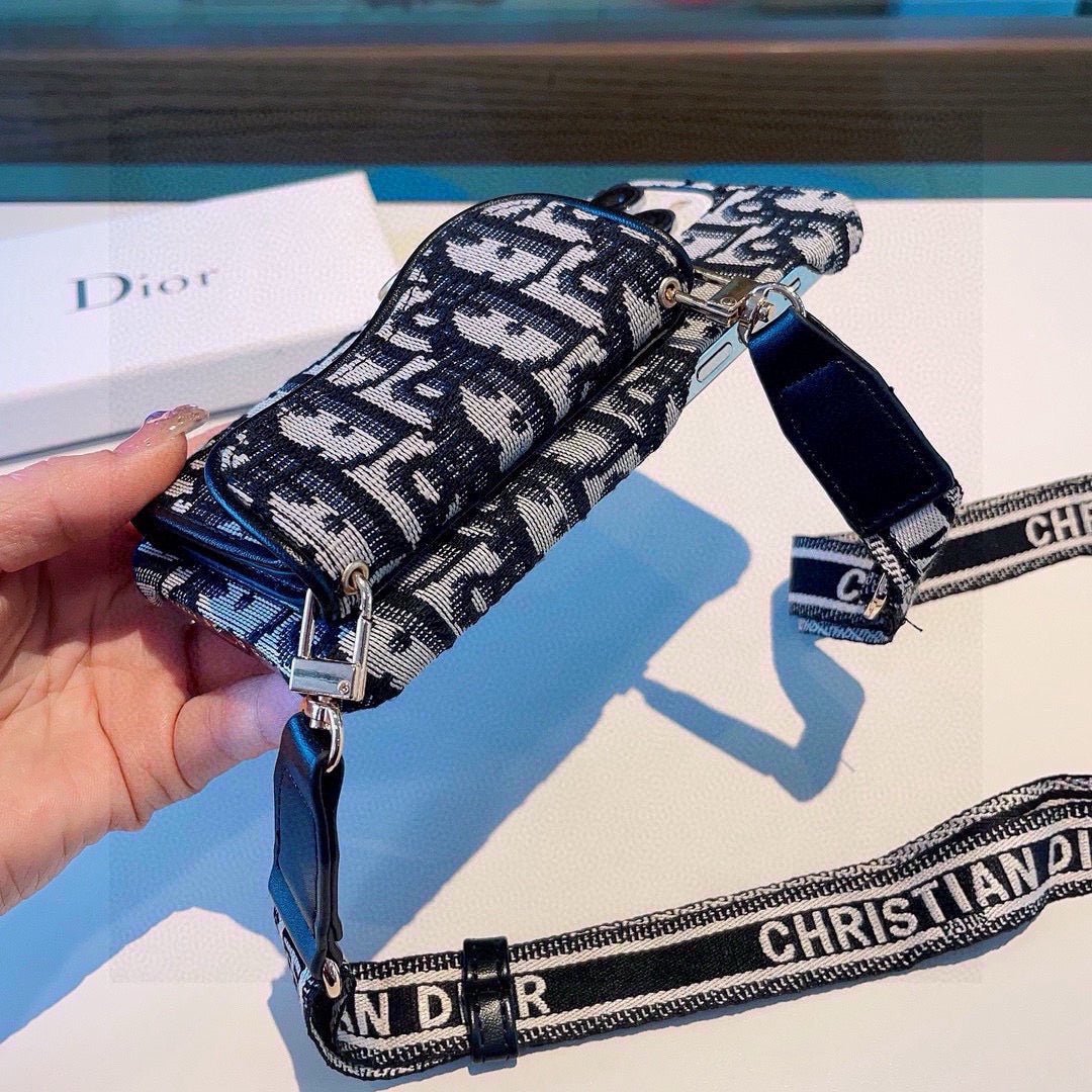 Dior Montaigne Card Holder Phone Case Embroidered Strap - The Luxe Case