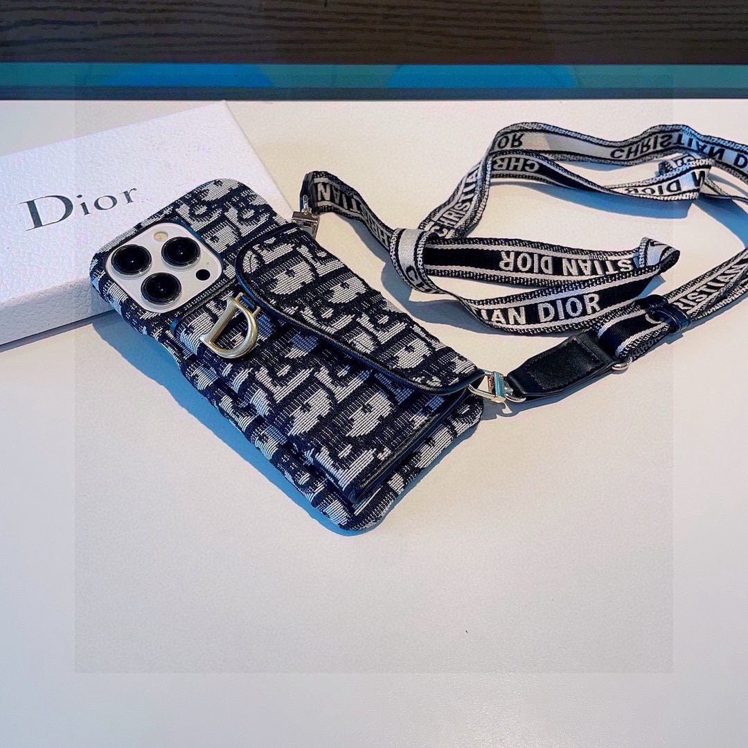 Dior Montaigne Card Holder Phone Case Embroidered Strap - The Luxe Case