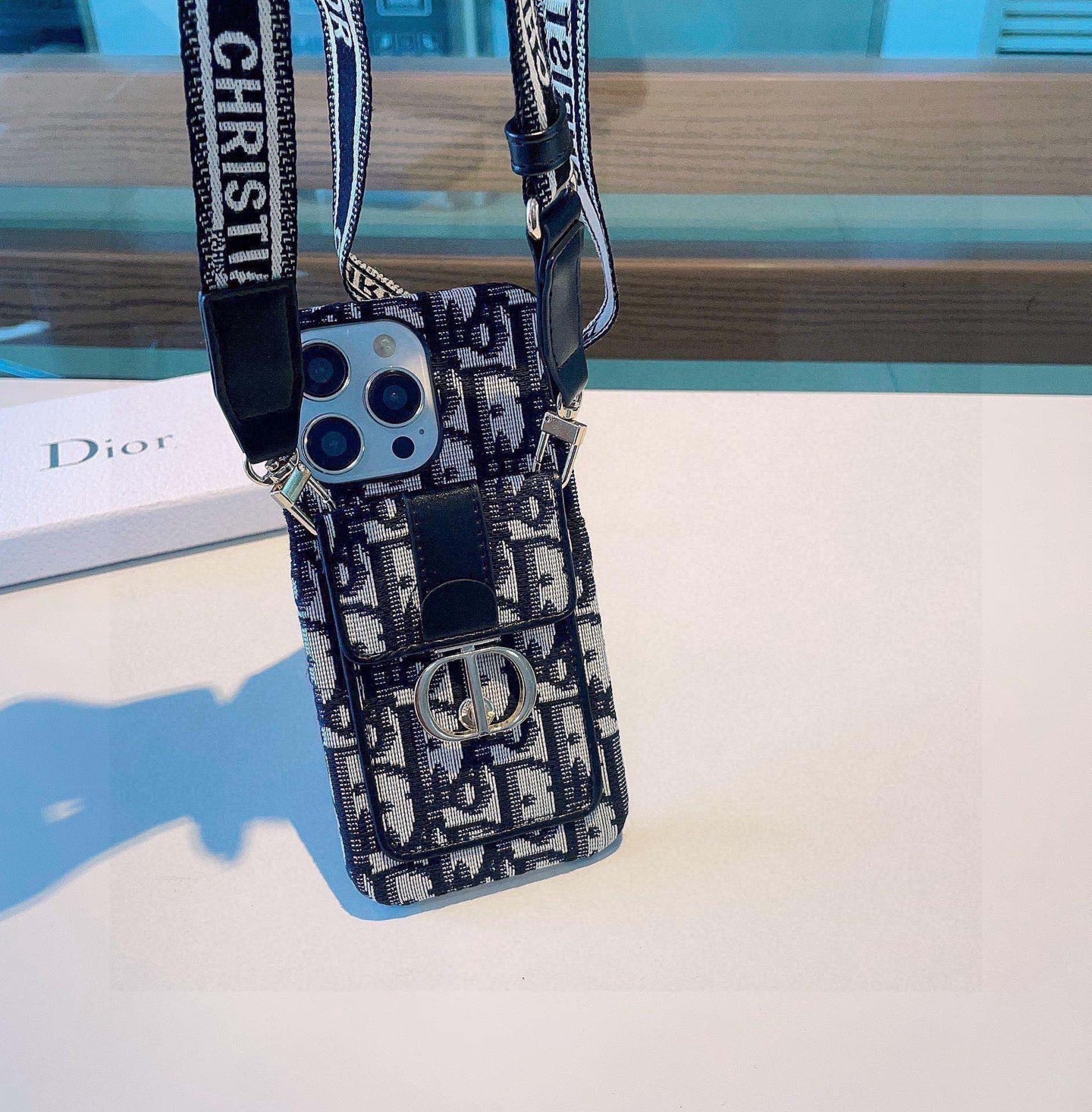 Dior Montaigne - Embroidered Strap Card Phone Case - The Luxe Case