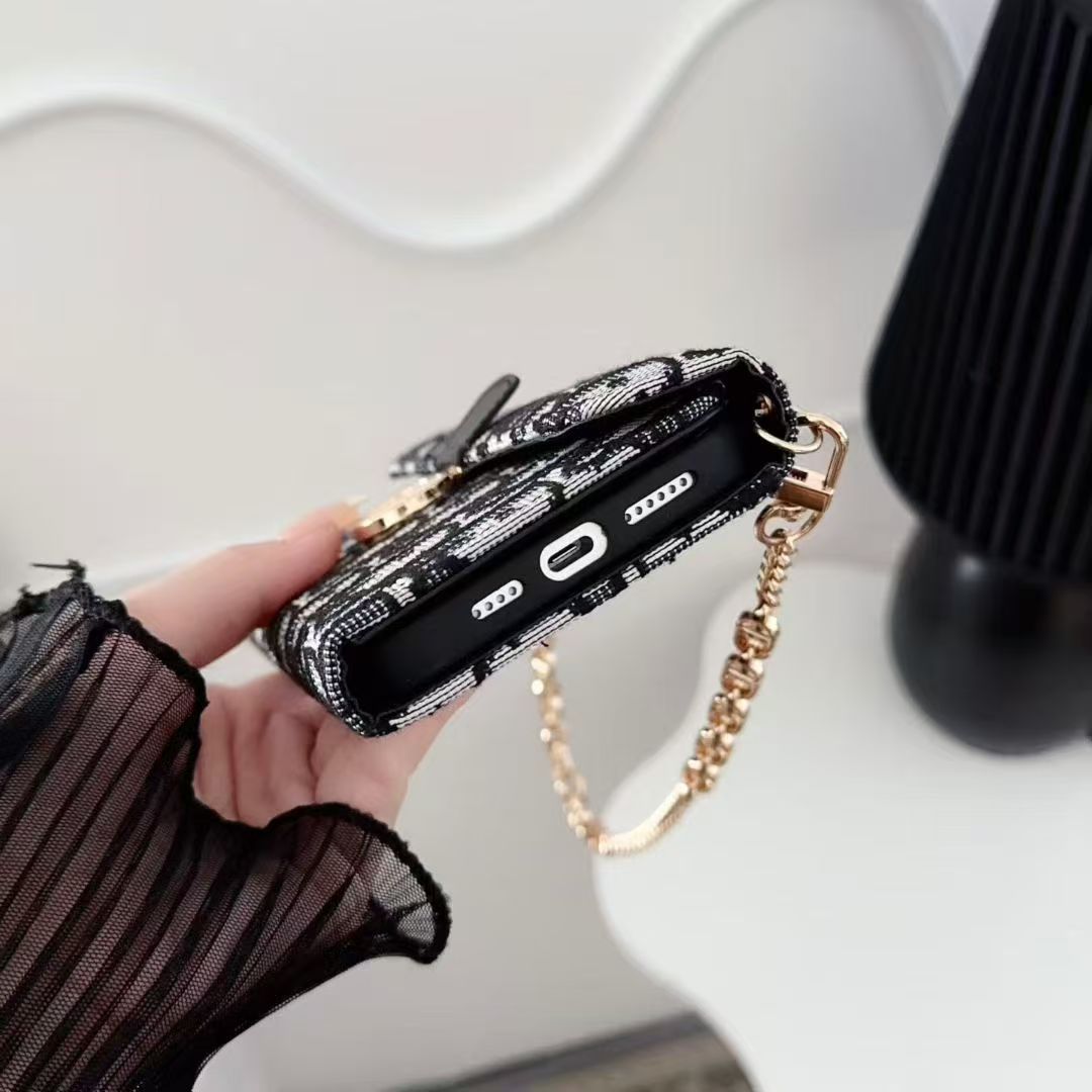 Dior Oblique Jacquard Phone Case Bag with Crossbody Strap & Chain Handle - The Luxe Case
