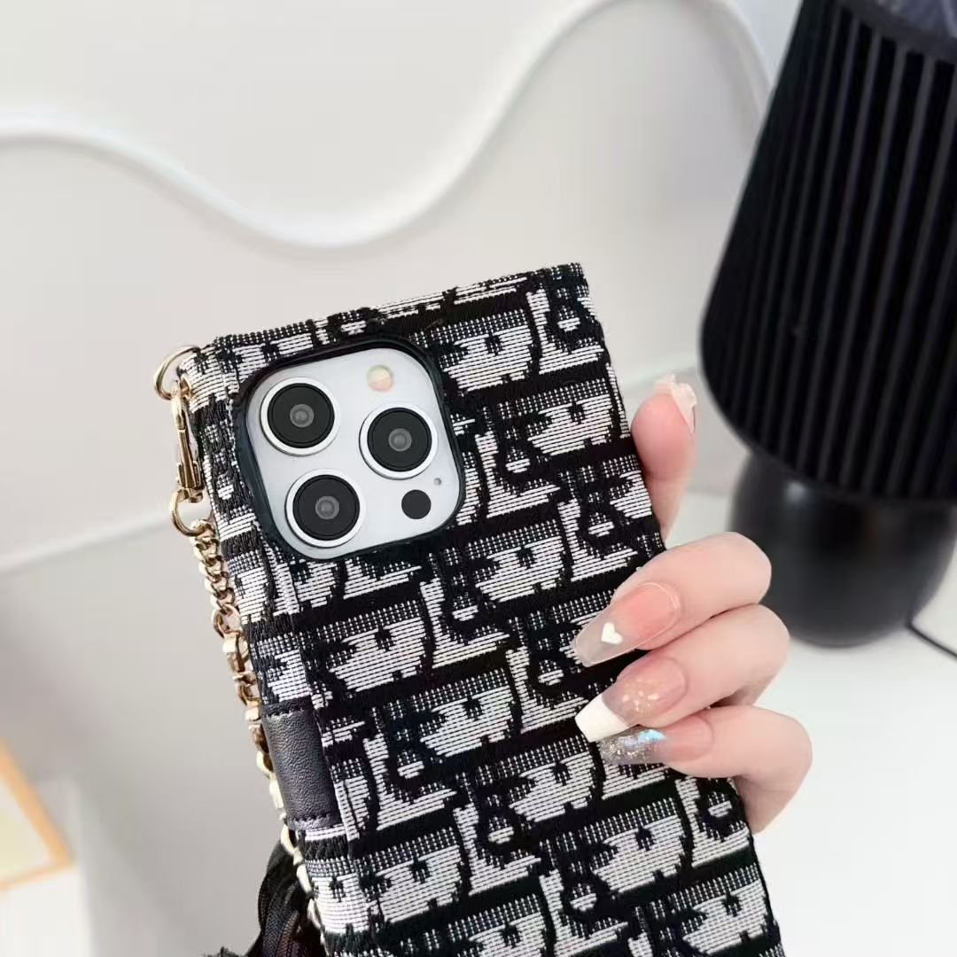 Dior Oblique Jacquard Phone Case Bag with Crossbody Strap & Chain Handle - The Luxe Case