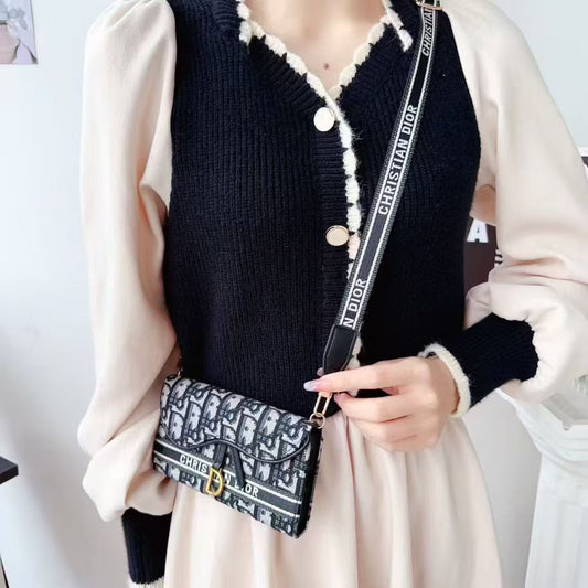 Dior Oblique Jacquard Phone Case Bag with Crossbody Strap & Chain Handle - The Luxe Case