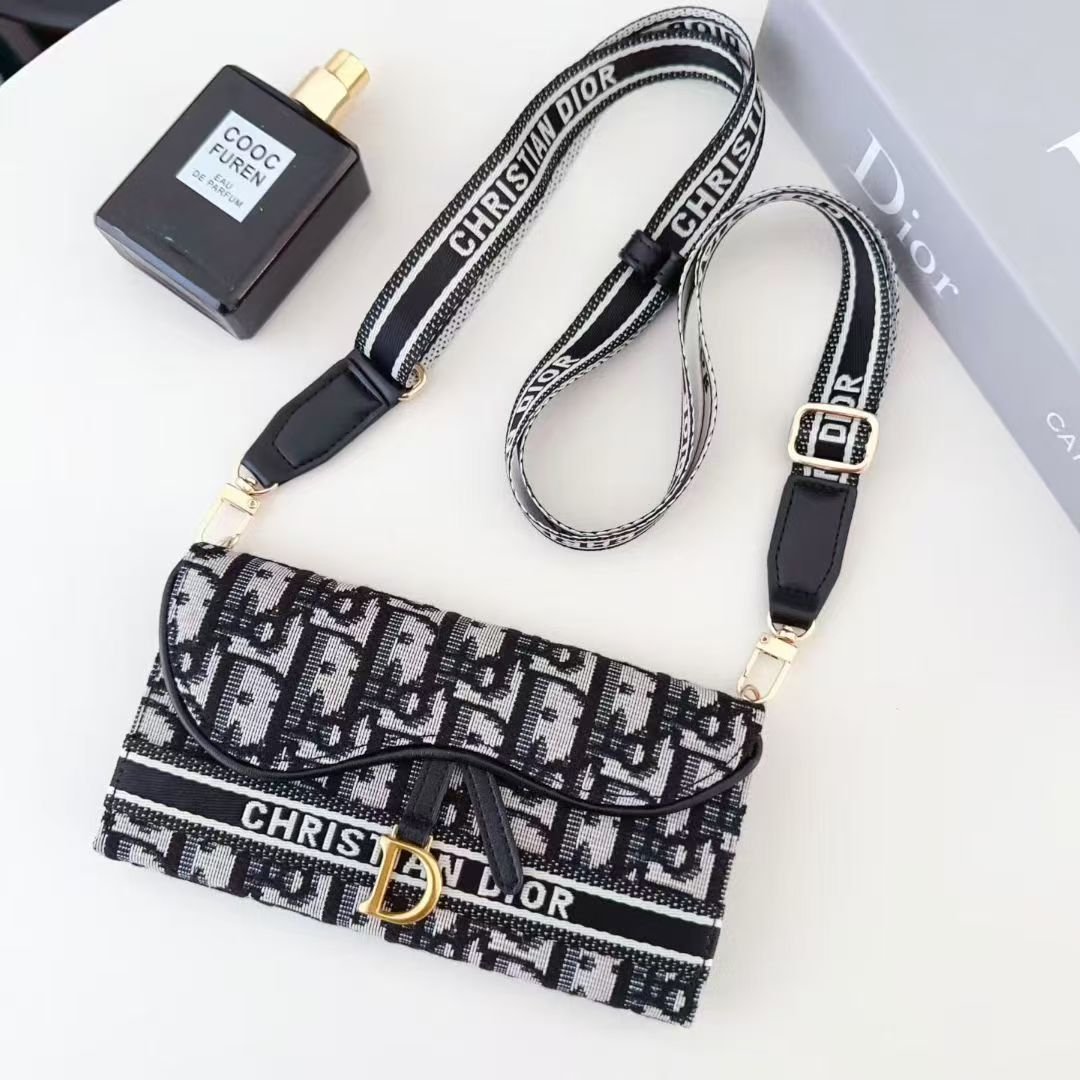 Dior Oblique Jacquard Phone Case Bag with Crossbody Strap & Chain Handle - The Luxe Case