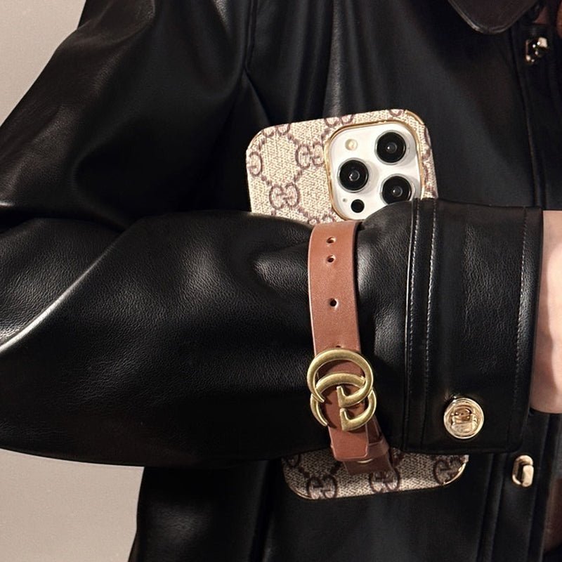GG iPhone Case With Holder Brown - The Luxe Case