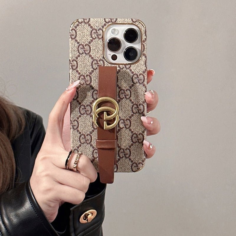 GG iPhone Case With Holder Brown - The Luxe Case