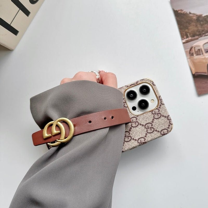 GG iPhone Case With Holder Brown - The Luxe Case