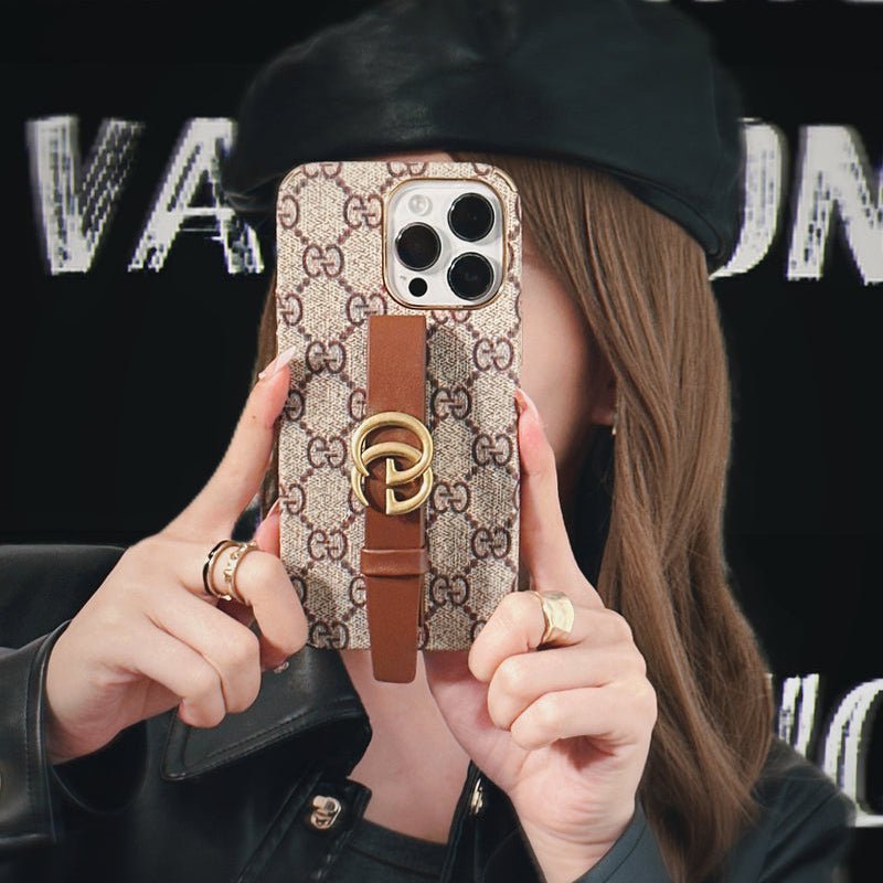 GG iPhone Case With Holder Brown - The Luxe Case