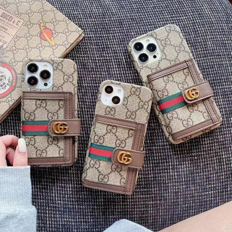 GG iPhone Case With Wallet Brown - The Luxe Case